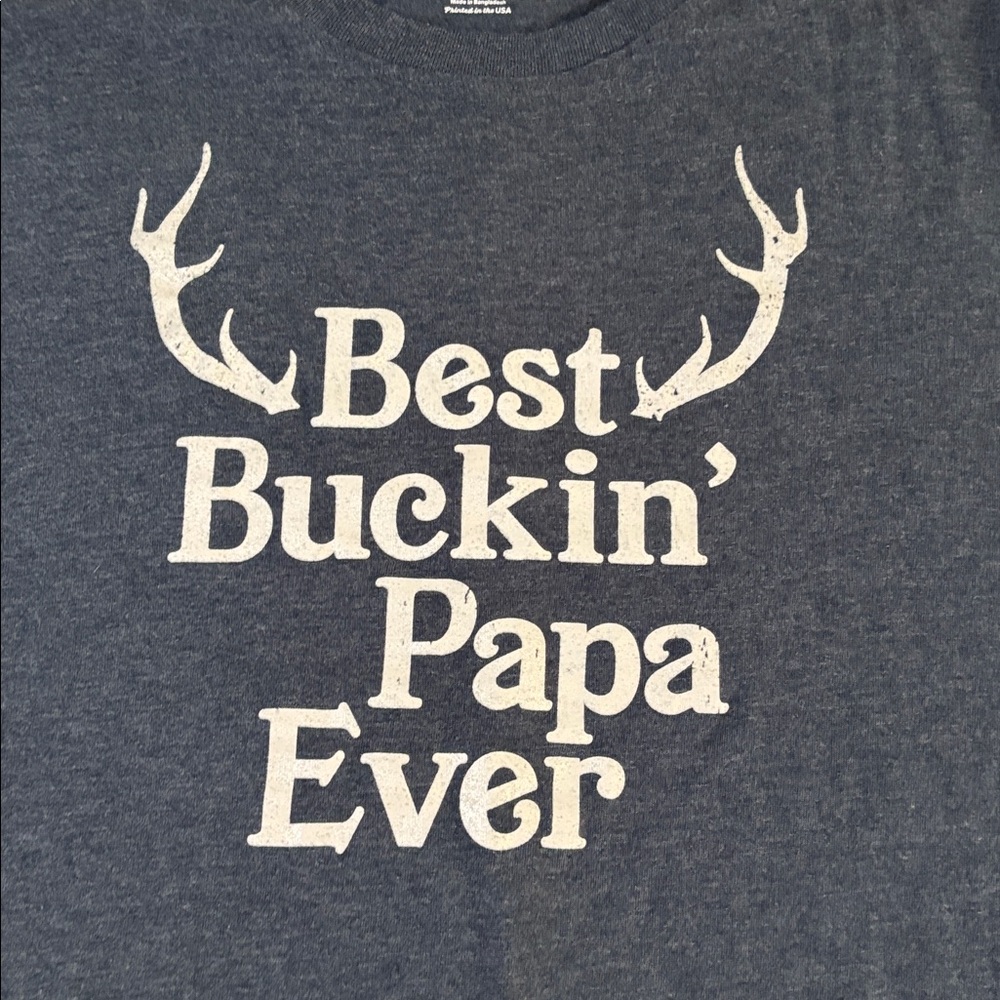 Crazy Dog “Best Buckin Papa Ever” Hunting Antler Graphic Tee Blue Sz 2X - Picture 3 of 6